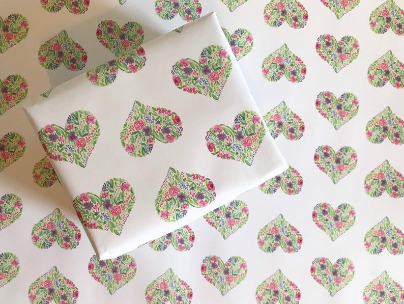 Flower Heart Wrapping Paper 